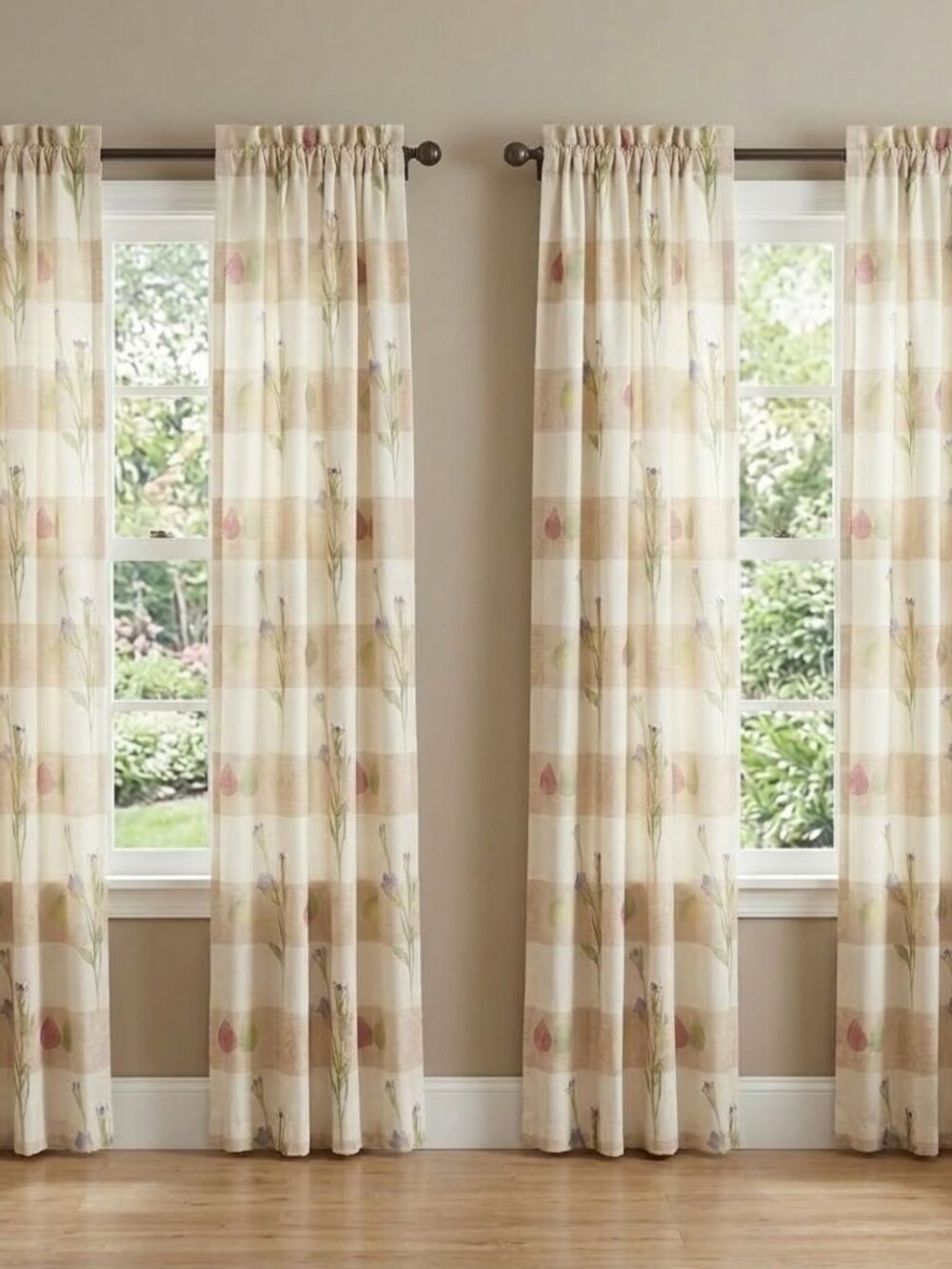 CROSCILL Floral Curtains 38x84 LaJolla Cottagecore Botanical Drapes 4 Panels Set